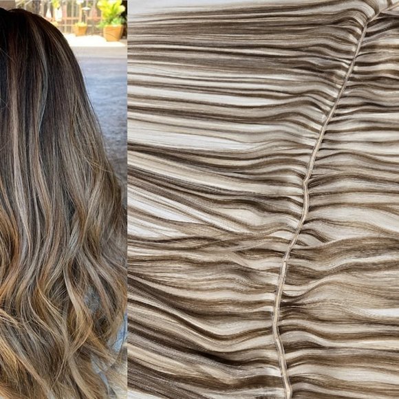 22″ Butterfly Double Genius Wefts(holes) 100% Human Remy Hair extensions #4/613